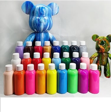 Cutiecute Acrylic Paints 60ml Bottles Rich Pigmented Premium Acrylic Paints Beginners and Kids DIY Bear Paint toys Crafts 12Pack