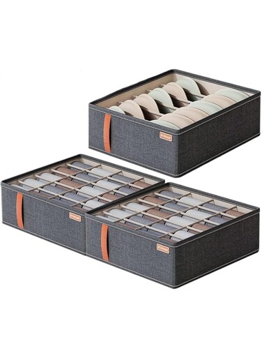 ANTOLE 3 Pack Wardrobe Clothes Organizer, Foldable Fabric Closet Organizers and Storage Bins for Baby Clothes for Socks Bra Clothes Underwear Organizer Drawer Multifunctional Household Box