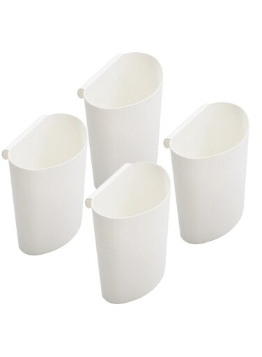 4 Pack of Versatile Hanging Storage Cups for Trolleys and Cutlery Racks, Removable and Stylish White Accessories