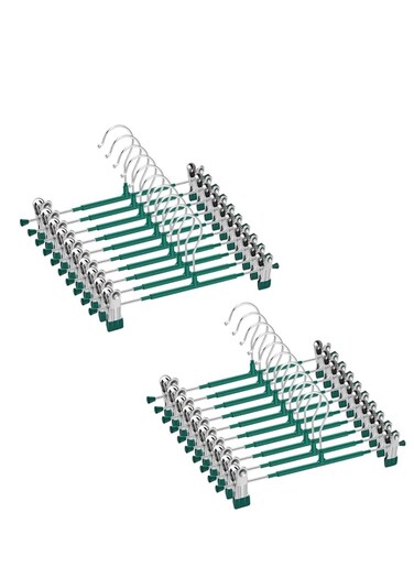 Pants Hangers,10 Pack Adjustable Skirt Hangers Metal Pants Hangers, Heavyduty, Non Slip Slimline, Space-Saving Skirt Holders with 360 &deg; Swivel Hooks, Adjustable Clips, Trouser Hangers