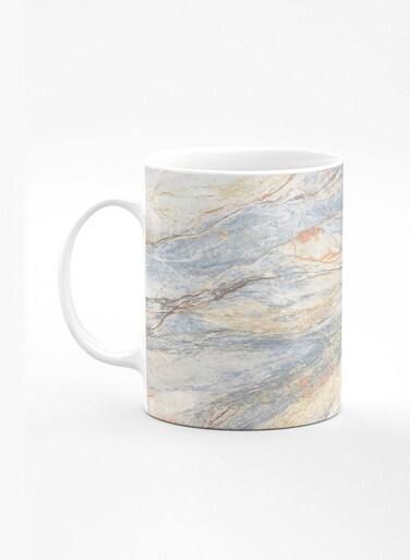 Designer Printed Coffee Mug with Heavy Duty Handle 11oz Ceramic Personalised Gift Mugs Cup [Microwave Safe &amp; Dishwasher Proof] - Marble Print Grey Classic