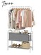 Clothing Rack with Storage Bag, 3-in-1 Garment Rack, Non-woven Shelves for Shoes, Clothes Rack for Bedroom, Hallway, Entryway - White