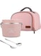Electric Lunch Box with Fork Spoon and Carry Bag，1.2L Electric Stainless Steel Lunch Box Lunch Container，Leakproof Lunch Heating Bento Box for Kids Adults Home, Office, School, Travel (Pink)