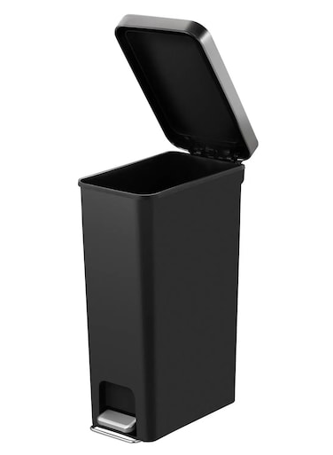 HANA SLIM SERIES   Brushed Matte Finish   Soft-Closing   Fingerprint-Resistant   Step Trash Bin   Versatile For Kitchens &amp; Bathrooms   10 Liters   Black