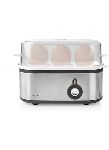 NEDIS KAEB120EAL Egg Boiler   3 Eggs   Measuring Cup   Warning signal   Aluminium/Black