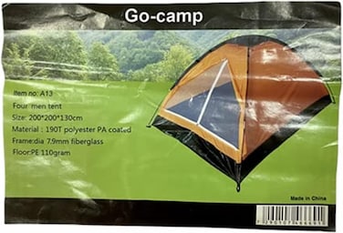 Go-Camp Two Men Tent 200x140x100cm – Orange/Black, WJT-A09-2MT, for Outdoor Camping & Hiking