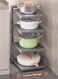 HOME GOODS Four-Layer Pot Rack, Honeycomb Non-Slip Board Surface, Thickened And Bold, Strong Load-Bearing Capacity, Adjustable Height, Suitable For The Corner Under The Countertop Sink, Single-Row Kitchen Storage Rack, Multi-Layer Cabinet Shelf, Independent Kitchen Countertop Pot Rack, Black