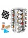 Revolving Spice Rack Organizer with 20 Glass Jars, Silver