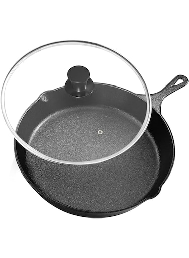 Utopia Kitchen 8 inch Pre-Seasoned Cast Iron Skillet With Lid - Frying Pan - Cast Iron Pan - Safe Grill Cookware for indoor &amp; Outdoor Use