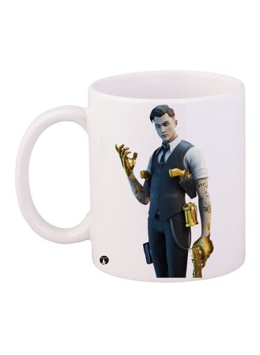 Printed Ceramic Coffee Mug White/Black/Yellow