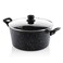 USA Casserole with Lid 28CM - Pressed Aluminium, Black Marble, Non-Stick Lightweight Cookware for Healthy Cooking, Non-Stick Coating Cookware, Durable &amp; Easy to Clean