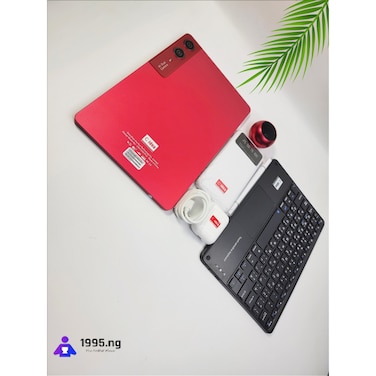 C idea CM11000 Plus 10.95&quot; Smart Tablet, Android 14, Kids Computer Tab with Keyboard &amp; Stylus, 5G LTE Dual SIM, Wi-Fi, Zoom &amp; TikTok Support, Protective Cover, Red