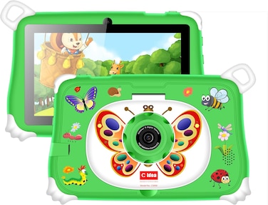 C idea Kids Tablet CM86 7-inch Android 15 Tablet for Kids, Wi-Fi and Bluetooth, 600x1024 Resolution Earl Education Toddler Tablets with HalalBaby Pre-Installed for Boy Girl(Green)