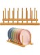 HonGien 2-Piece Bamboo Wood Dish Drainer Rack - Dish Rack for Bowls, Tableware, Cups, Chopping Board, CD, Books