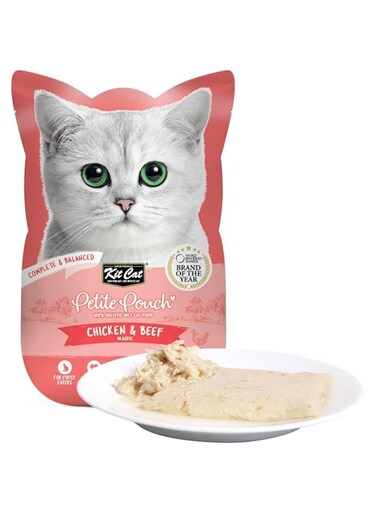 Kit Cat Petite Pouch Complete &amp; Balanced Chicken &amp; Beef in Aspic