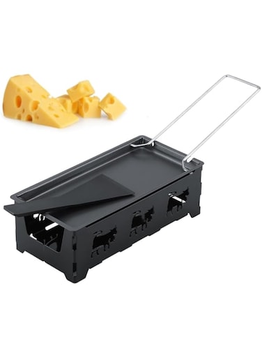 Khazna Cheese Raclette, Cheese Melter Raclette Grill, Portable Non-Stick Candlelight Raclette Pan, with Spatula and Foldable Handle, Barbecue Home Kitchen Grilling Tool, for Home Kitchen