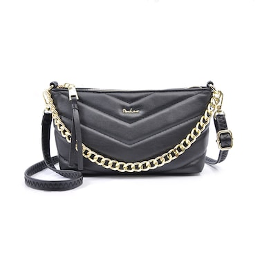Women's Cross-Body Bags Black Chain Bag Handbags for Women,Lightweight Crossbody Designer Shoulder Bag Purse,Ladies Fashion Phone Bag，Adjustable Strap PU Leather with Multi Zipper Pockets
