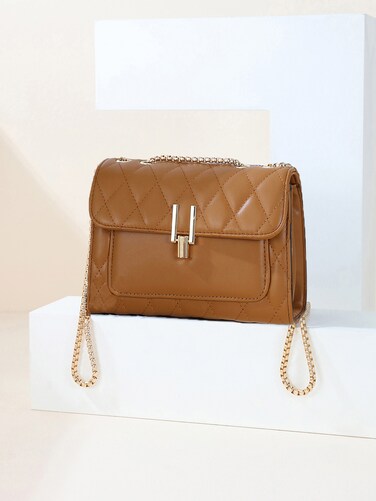 Women's Cross-Body Bags Brown Chain Bag Handbags for Women,Lightweight Crossbody Designer Shoulder Bag Purse,Ladies Fashion Phone Bag，Adjustable Strap PU Leather with Multi Zipper Pockets