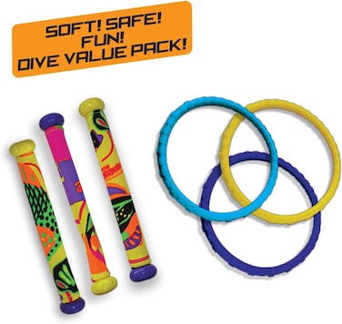 Prime Time Diving Masters Power Pack &ndash; Pool Dive Toy Set with Rings &amp; Sticks, Underwater Dive Game for Kids 6+, for Pool &amp; Backyard Water Play
