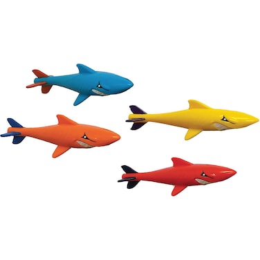 Prime Time Prime Time Toys Sharkpedo Underwater Glider 4-Pack &ndash; Shark-Shaped Torpedo Dive Toys for Pool &amp; Water Play, Kids Dive &amp; Swim Game Torpedoes (4 Pieces)