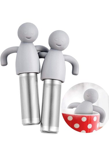 Tea Infuser Filter, Loose Tea Cute Stainless Steel Ultra Fine Mesh Tea Supplies Steeper Diffuser Herbal Tea and Spices, Get the More Enjoyable Tea Times with Friends and Family (2 Pcs Gray)