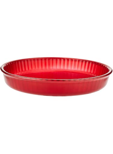 Pasabahce Borcam Glass Round Tray 1 Piece Red - 32 Cm