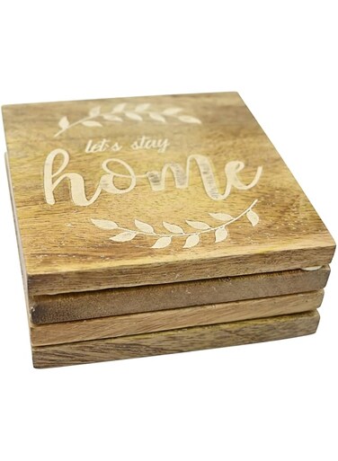 Boston Warehouse wood coaster square set of 4 - Natural Wood