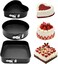 Springform Pan Cake Baking Mold, Set of 3 (Heart 9 inch, Round 10 inch and Square 11 inch) Carbon Steel Non-Stick Leakproof Spring Form Cake Tin Cheesecake Pans with Removable Bottom, Black