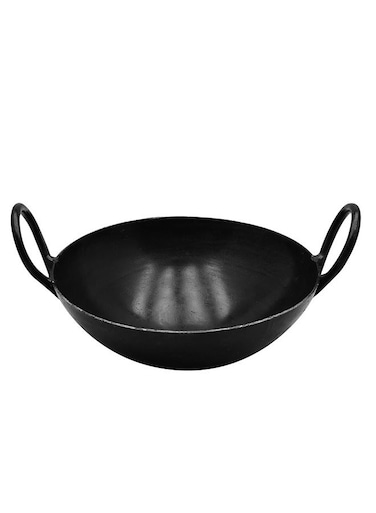 Iron Wok Kadai &acirc;&euro;&ldquo; No. 13, 34 cm, Heavy-Duty Iron for Authentic Cooking, Even Heat Distribution, Ideal for Stir-Frying and Deep-Frying