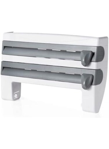 WSSSH 4 in 1 Paper Towel Holder Rack Wall Mount Sauce Bottle Preservative Film Dispenser Storage Shelf Multiple Uses for Home Kitchen (Gray)-Gray