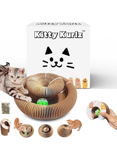 OWOWPET Kitty Kurlz Cat Toy, Reversible Infinity Style Magic Organ Cat Toy Made from Recycled Corrugated Cardboard Durable &amp; Long Lasting