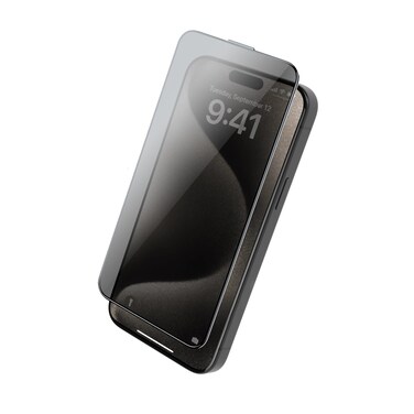 Froog Privacy Screen Protector Anti-Peeping Full Protection Glass for iPhone 15 Pro, anti-fingerprint, scratch-resistant, full protection, ensures privacy - Privacy
