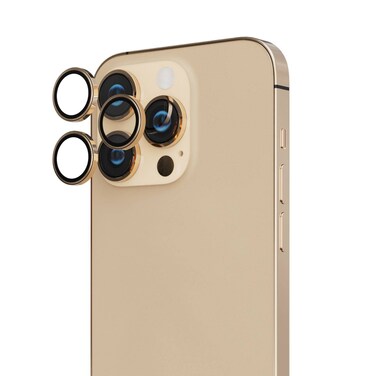 The iFroog Trio Camera Lens Guard, Impact-Resistant, Smudge-Resistant, HD Clarity for iPhone 14 Pro Max, Anti-Scratch, Easy Installation, Full Protection - Gold
