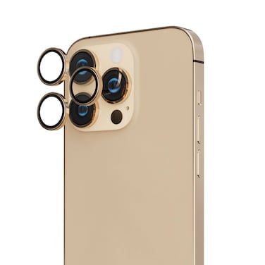 iFroog Trio Camera Lens Guard, impact-resistant, smudge-resistant, HD clarity for iPhone 13 Pro Max, anti-scratch, high durability, easy installation - Gold

