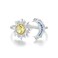 S925 Sterling Silver Platinum-plated Sun Moon Adjustable Open Ring(BSR546-E)
