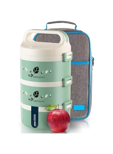 Arabest Bento Box, 1850ml 3-Tier Stainless Steel Portable Adult Lunch Box Containers with Cutlery and Insulation Bags, Stacking Durable Microwavable Sandwich Box for School, Work, Picnic