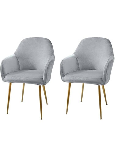 N/A Stretch Velvet Low Short Back Chair Cover, Curved Back Chair Slipcover Rouran Removable Washable Armrest Counter Height Bar Stools Covers,A,2pack