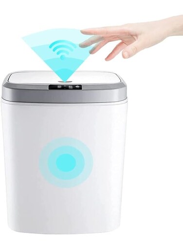 SR 17.5L Smart Waste Bin Inductive Trash Can, Touchless Bathroom Trash Can with Lid Sensor Kitchen Dustbin, Automatic Sensor Waste Basket for Kitchen Home Office Bedroom