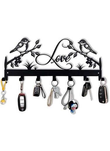 Tazweeq Metal Key Holder, Key Organizer Rack with 7 Hooks, Wall Mounted Key Hooks for Kitchen, Entryway, Hallway, Bedroom, Doorway