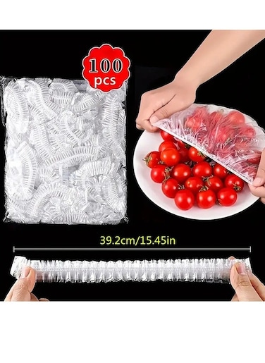 100PCS Reusable Elastic Bowl Covers, Stretchable Food Storage Covers, Plastic Stretchable Adjustable Food Covers for Plates Food Organizers Fruits Vegetables Fridge containers Keep Food Fresh And Safe