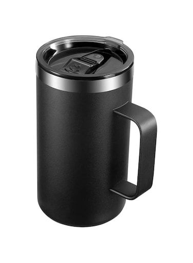 X spring Coffee Mug, 680ml Leak Proof Coffee Mug with Handle, Spill-Proof Thermal Coffee Mug for Hot Cold Drinks, Black Reusable Stainless Steel Insulated Travel Tumblers with Lid
