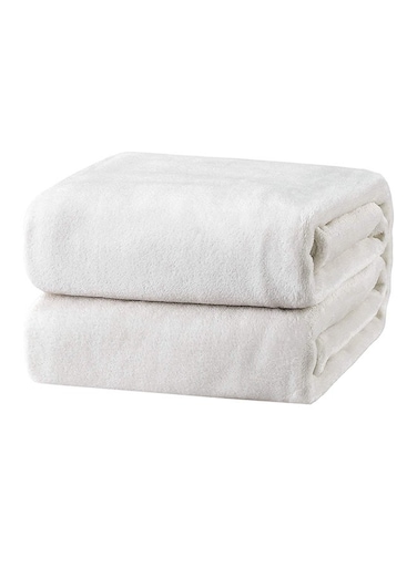 Premium Quality Long Lasting Super Soft Easy Care Bed Blanket Light Weight Washable Plain Single Blanket Flannel Ivory 200x150cm