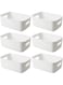 ASNUHIO Plastic Samll Storage Basket,Small Pantry Organizers and Storage Containers,Pantry Storage Bins,Shelf Organizer Bins,Small Plastic Basket,Kitchen Storage Box with Handles(6Pack-24.5x16x10cm)