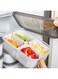 Gipsofila Refrigerator Food Storage Box with Lid, Food Storage Organizer with 4 Pcs Detachable Drain Basket, Fridge Food Sealed Keeper with 4 Compartments, for Vegetables/Onion/Ginger/Garlic/Pepper