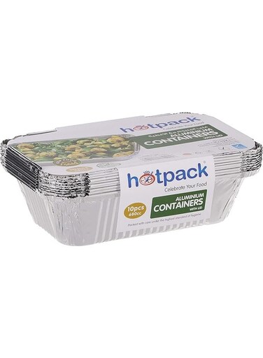 Disposable Food Storage, take away Aluminium Container Silver 680ml, 10 Pieces