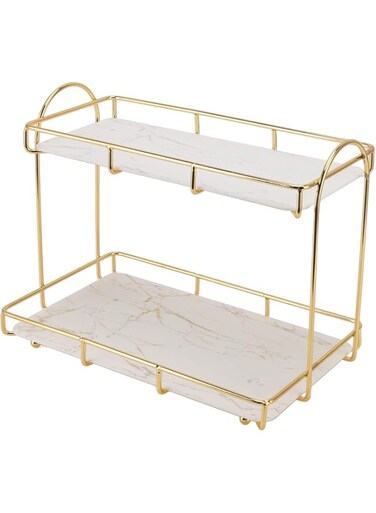 IBAMA Storage Basket Organizers Shelf Bathroom Storage Shampoo Soap Makeup Storage Rack Holder Bathroom Organizer 1 Layer White, Gold