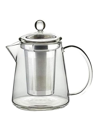 Resistant Glass Tea Pot With Stainless Steel Strainer And Lid Clear/Silver 950ml