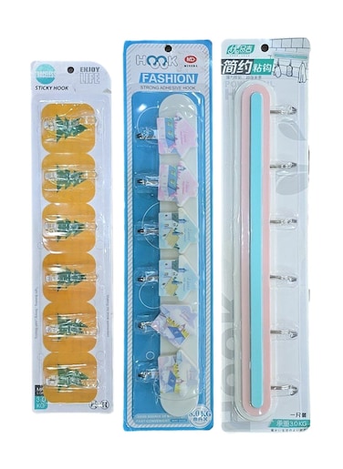 3Packs Wall Hooks Strong Adhesive Waterproof for Kitchen, Bathroom and Office Storage