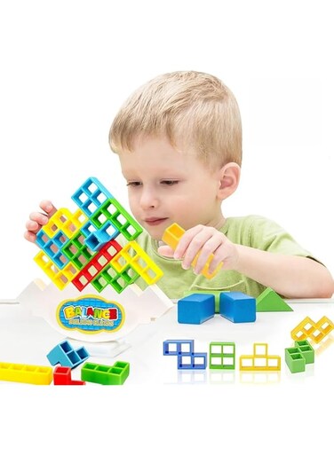 AM ANNA Tetra Tower Balance Stacking Blocks Game DIY Assembling Versatile Toy Swing Stack High Child Balance Building Toy Brain Game Building Block Board Games for 2 Players Kids Family Games (48 PCS)
