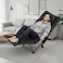 AUTO FAMILY Portable Folding Camping Lounge Chair &ndash; Lightweight Reclining Outdoor Chaise Lounger with Adjustable Backrest   Compact Beach Chair for Camping (Black)